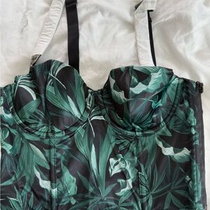 Tropical Leaf Print Bustier Top